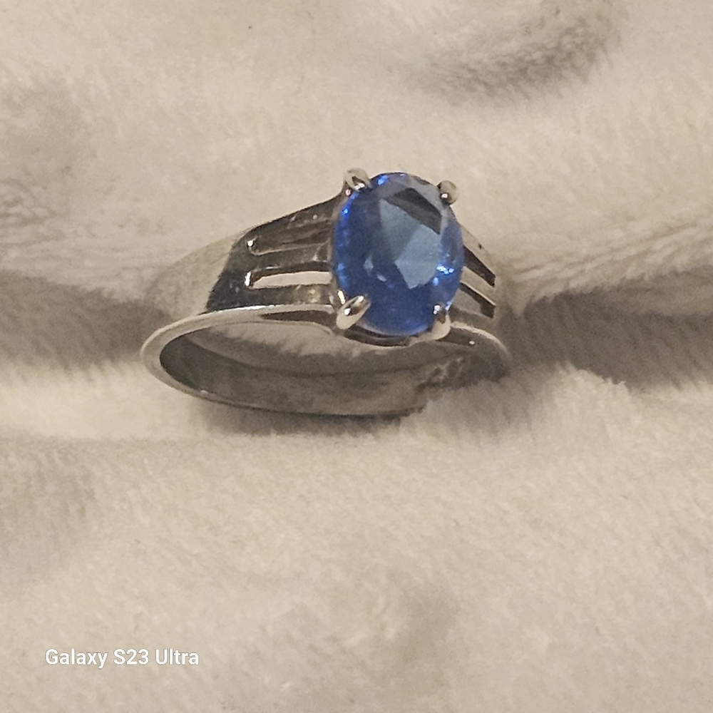 Sterling Silver Ring with Blue Gemstone
